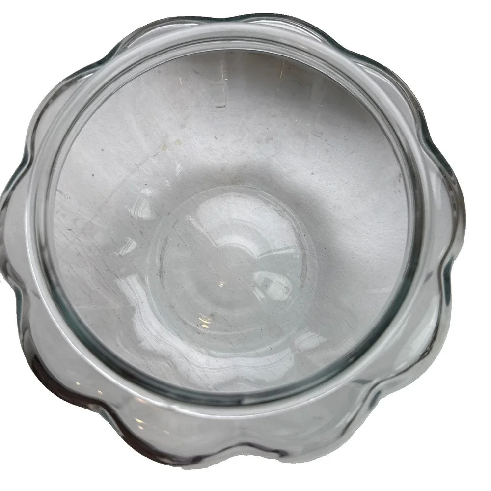 Anchor Hocking Vtg Clear Glass Pumpkin Shaped Jar Lid Cookie Candy Halloween 7.5